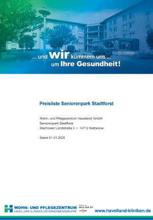 Preisliste Seniorenpark Stadtforst